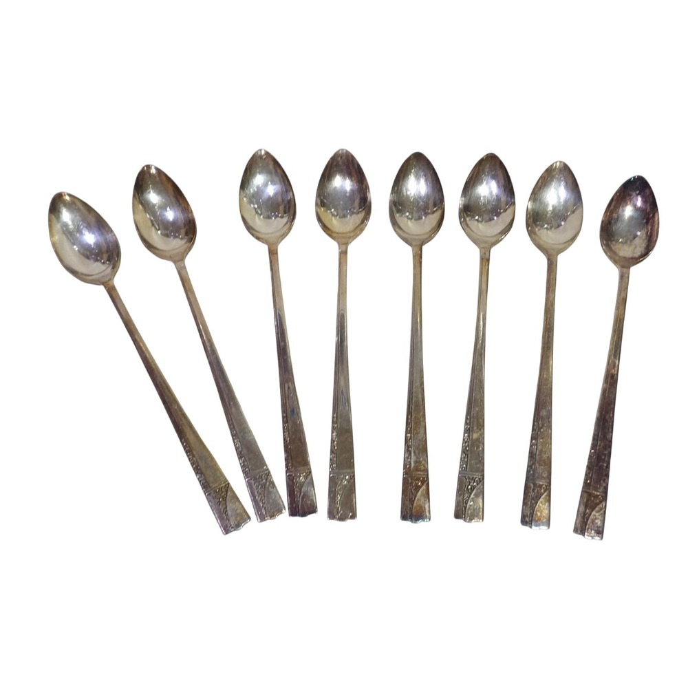 Mobility Plate Iced Tea Spoons Set of 8 Silverplate Vintage
